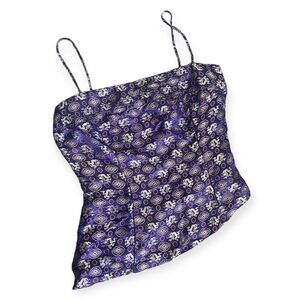 Dina Bar-el Vintage Y2K Corset Bustier Asymmetrical Silk Cami Top s 4 in Purple